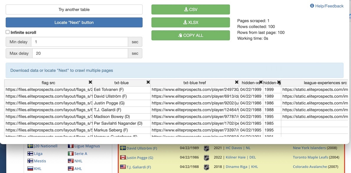 Data Scraper example